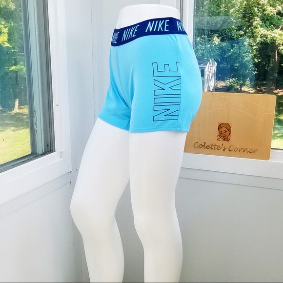 Nike Pants - Nike Aqua Hyper Navy Blue Training 4” Inseam Stretch High Waist Running Shorts